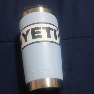 YETI Sky Blue Tumbler with Silver Accents